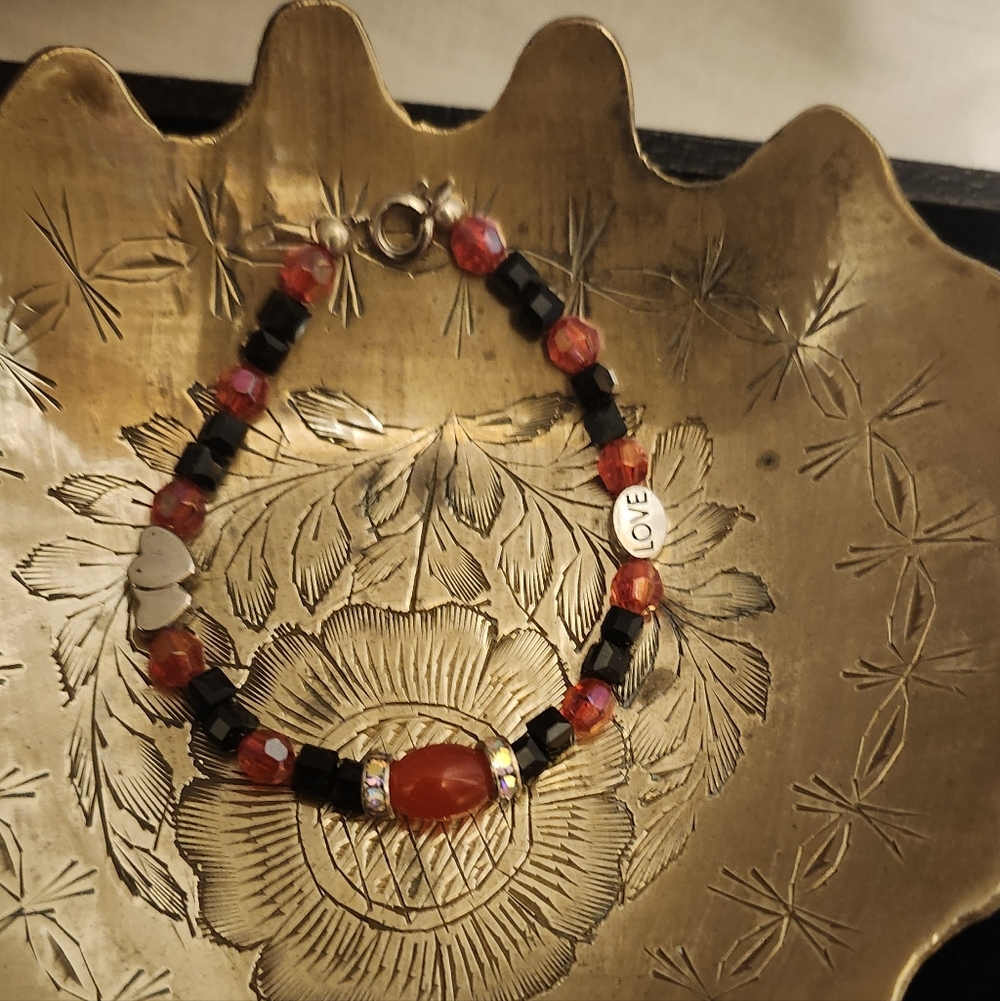 Original Artistic Vibes Chic Black and Red With Accents Crystal Bracelet